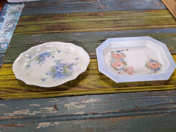 Vintage Hand painted Bone China Trinket dishes Set of 2