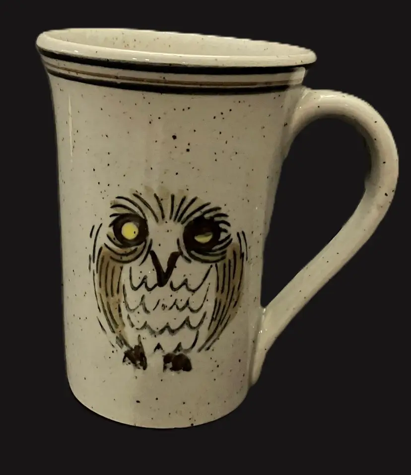 Unmarked Speckled Stoneware Ceramic Owl Coffee Tea Mug