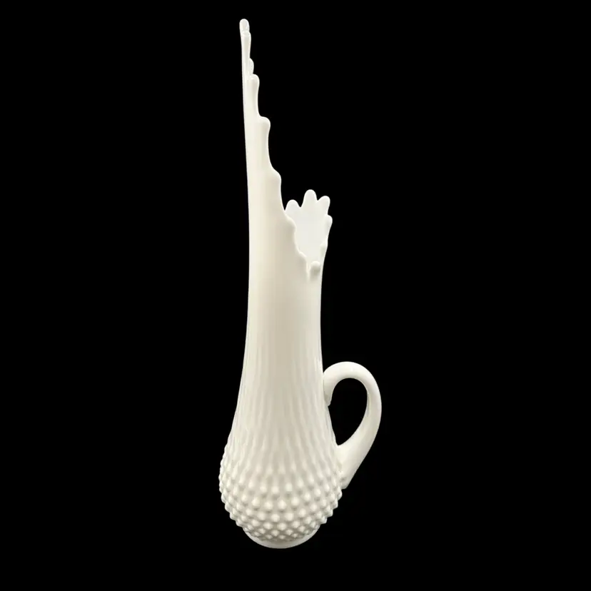 Fenton Milk Glass Hobnail Swung Vase Pitcher 18”T