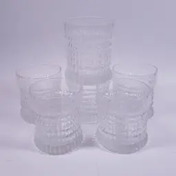 Vintage SENECA GLASS Cascade Clear Textured Barware OLD FASHIONED GLASS SET