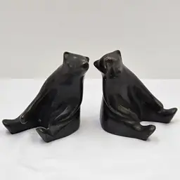 Pair of Cast Bronze Bear Sculptures Bookends