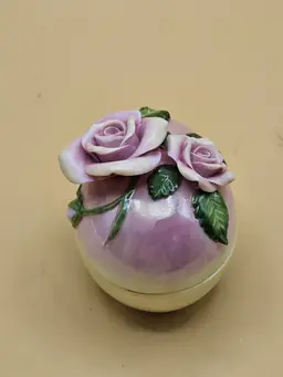 Fitz & Floyd 2pc Majolica Pink Roses Egg