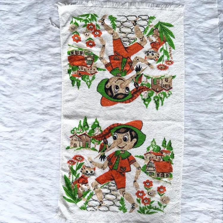 Vintage Towels By FMC All Cotton Pinocchio Bath Towel Made In USA RN# 14923