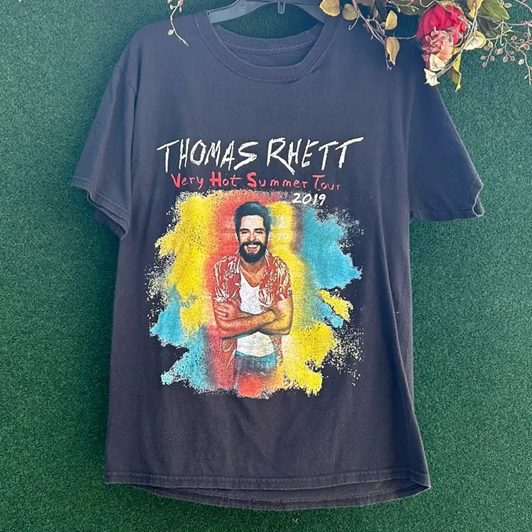 Thomas Rhett Very Hot Summer Tour 2019 Black T-shirt Tour Cities On The Back 