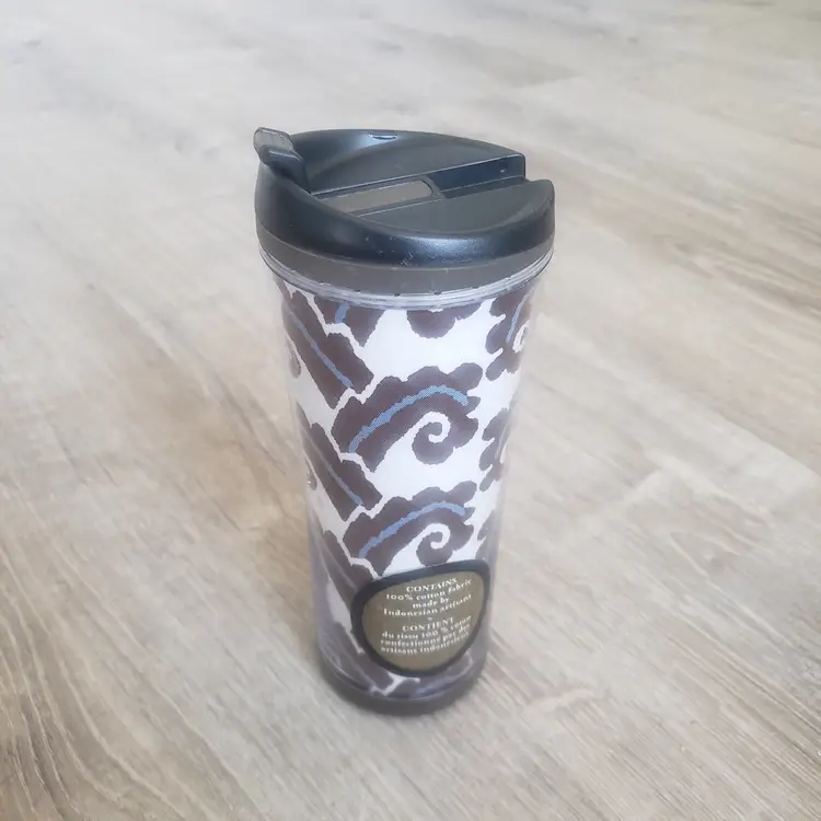 Starbucks 2007 Tumbler Travel Cup Edition Mug Brown Fabric Insert 16oz