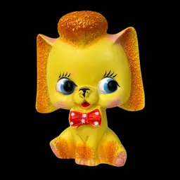 Vtg AlanJay Bowtie Dog 50’s Combex Kitsch Squeak Toy Red Bow Tie Poodle Works