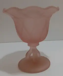 Vintage Pink Frosted Glass Compote Westmoreland; Still Has Original Sticker!