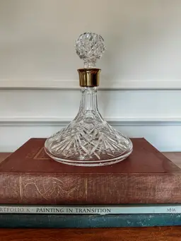 Waterford Crystal Ships Decanter with Gold Collar