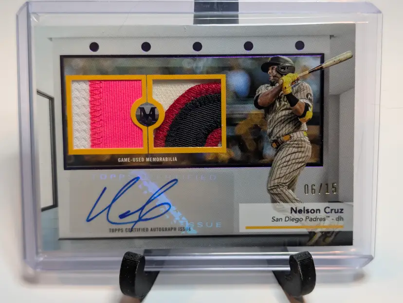 Nelson Cruz #/15 2024 Topps Museum Collection Signature Swatches Relic Auto (A) - San Diego Padres