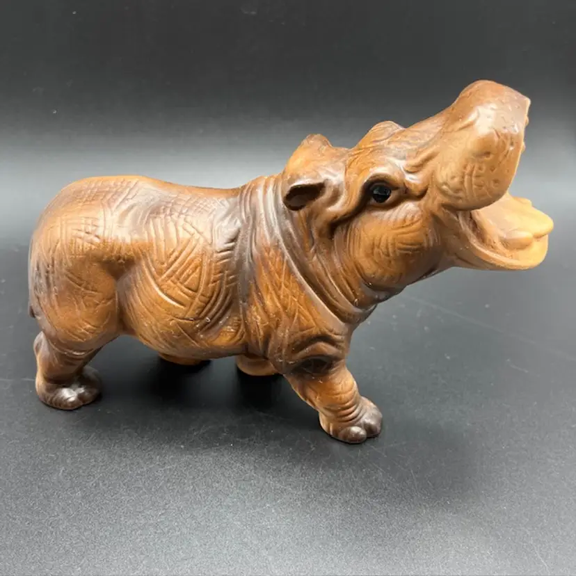 VTG Trimont Ware Brown Ceramic Hippo "Doris" 5.25" tall x - 8.25" long Made in Japan