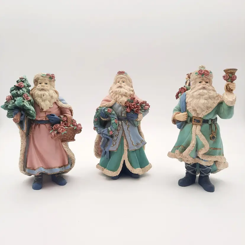 Victorian Old World Santas Set Of 3 Pastel Midwest of Cannon Falls