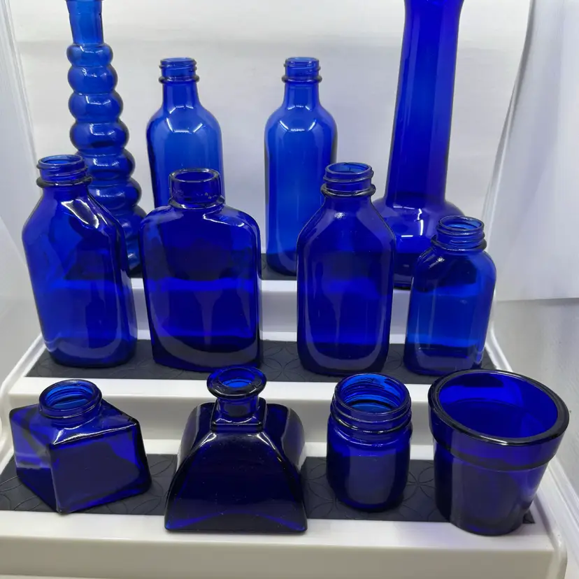 Set If 15 Cobalt Vintage And Antique Bottles
