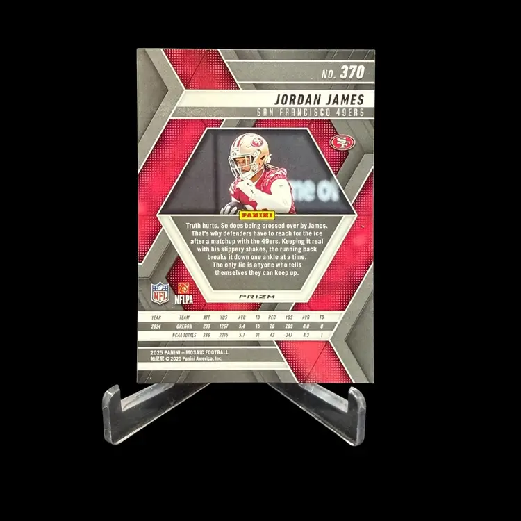 Jordan James 2025 Panini Mosaic Purple Reactive Prizm RC #370 Rookie San Francisco 49ers
