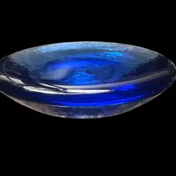 Fire and Light Disc Paperweight Cobalt Blue 4"