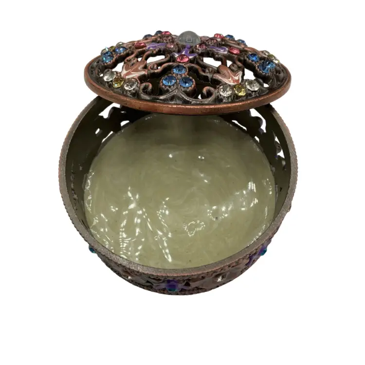 Ornate Boho Jeweled Keepsake/Lidded Trinket Box 3”
