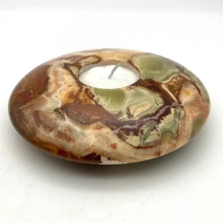 17 - Green Onyx Tea Light Holder - Ten Thousand Villages