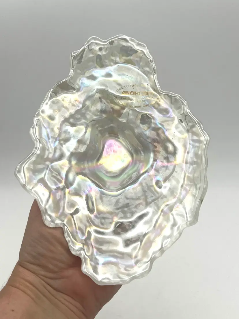 Akcam Small Glass Oyster Iridescent Plate Turkey