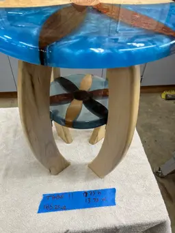 Blue Epoxy and Maple Accent Table