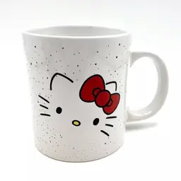 HELLO KITTY Coffee Mug 20oz Face Head Ceramic Sanrio Speckled White Large Cup