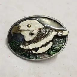 Vintage Pewter Belt Buckle 1988 “Eagle And The Hawk” By Siskiyou Buckle Co. USA