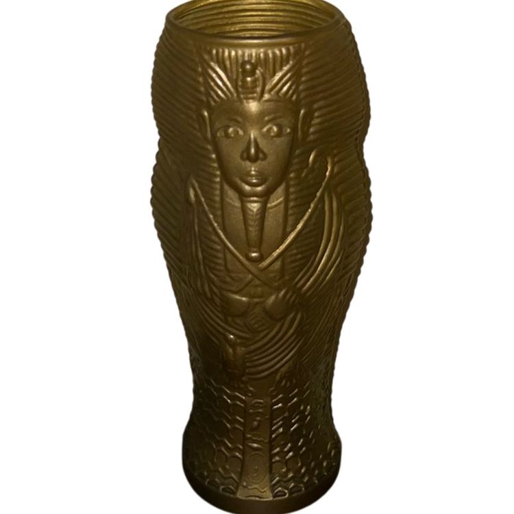 Vintage Glass Luxor Tumbler Gold King Tut Statue 9”