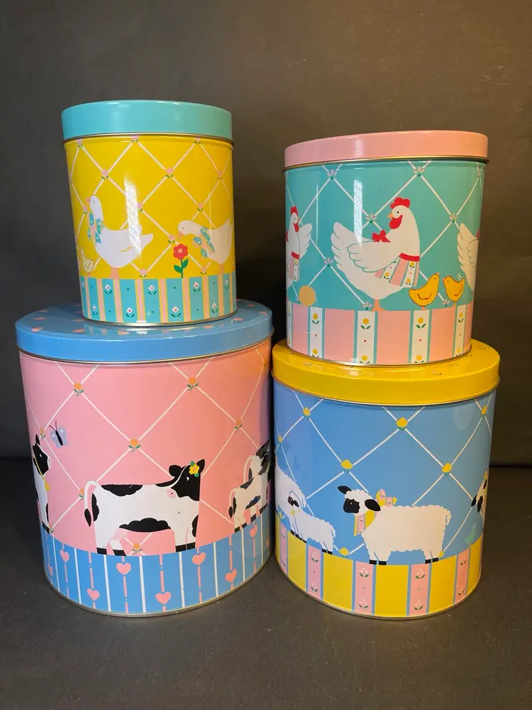 Enesco Nesting Tins Farm Animals Nesting Tins Set Of 4 Kitschy Retro 80s