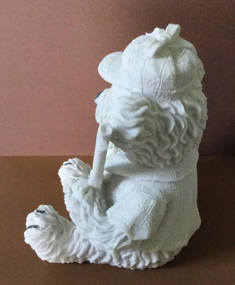 Resin Figurine Teddy Bear Hunter With His Gun and a Picnic Basket Full Of Ducks