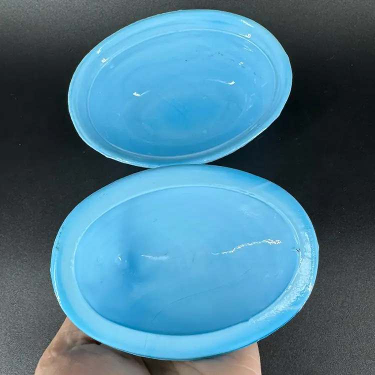 Blue Slag Glass Hen On Nest