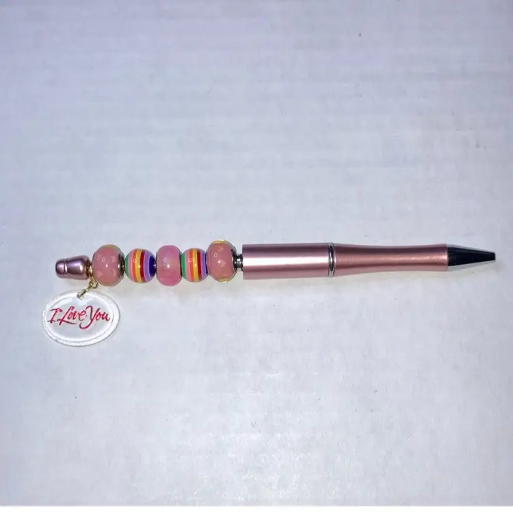 I Love You  Fidget Pen Handmade By Me! Black Ink! 5 1/2” Made With A Hallmark Ornament Charm!