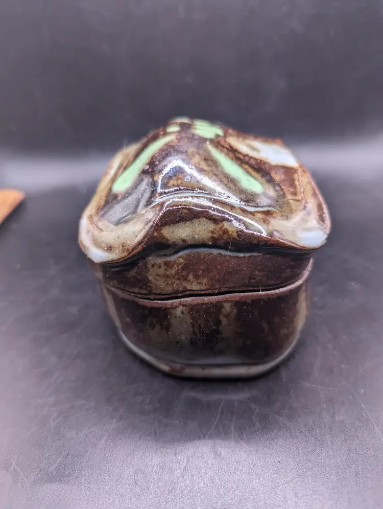 Vintage Studio Art Pottery Trinket Box Signed
