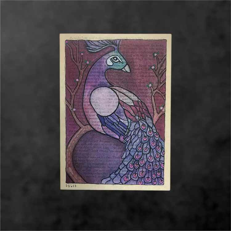 5" by 7" Art Print (Print Only) Peacock Mixed Media (Made by me!)
