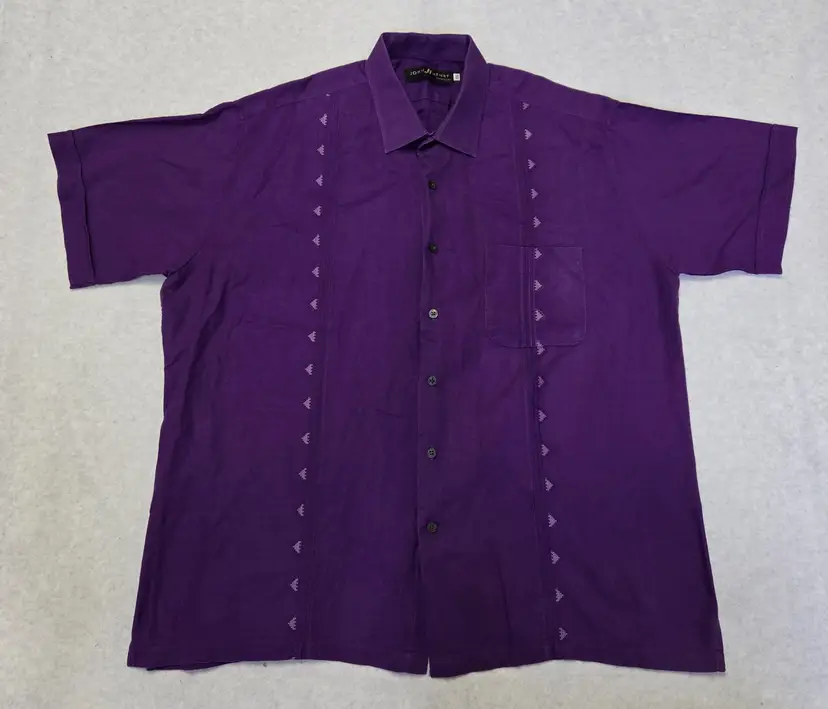 John Henry Button Down Womens XL Purple Shirt