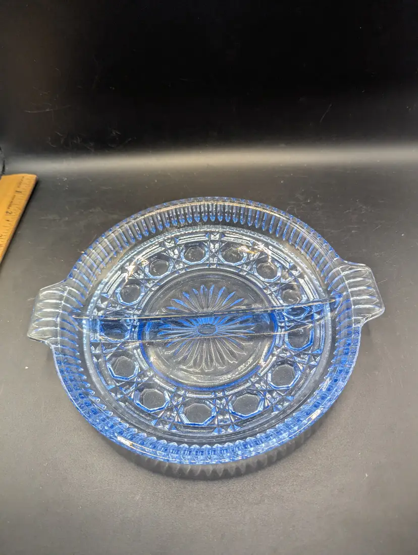 Vintage Blue Windsor Indiana Glass Divided Relish Tray