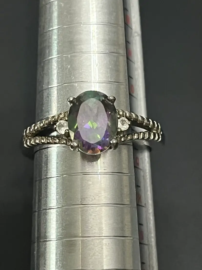 Mystic Topaz Sterling Silver Ring Size 8