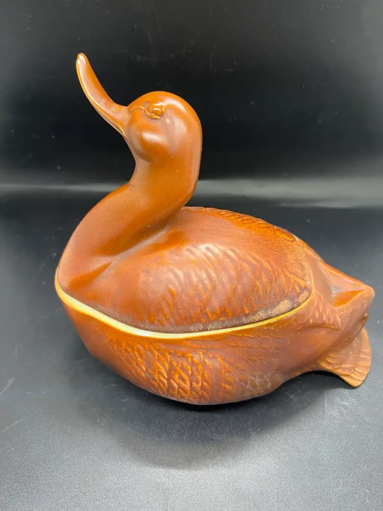 Vintage Italian Ceramic Duck Trinket Box 