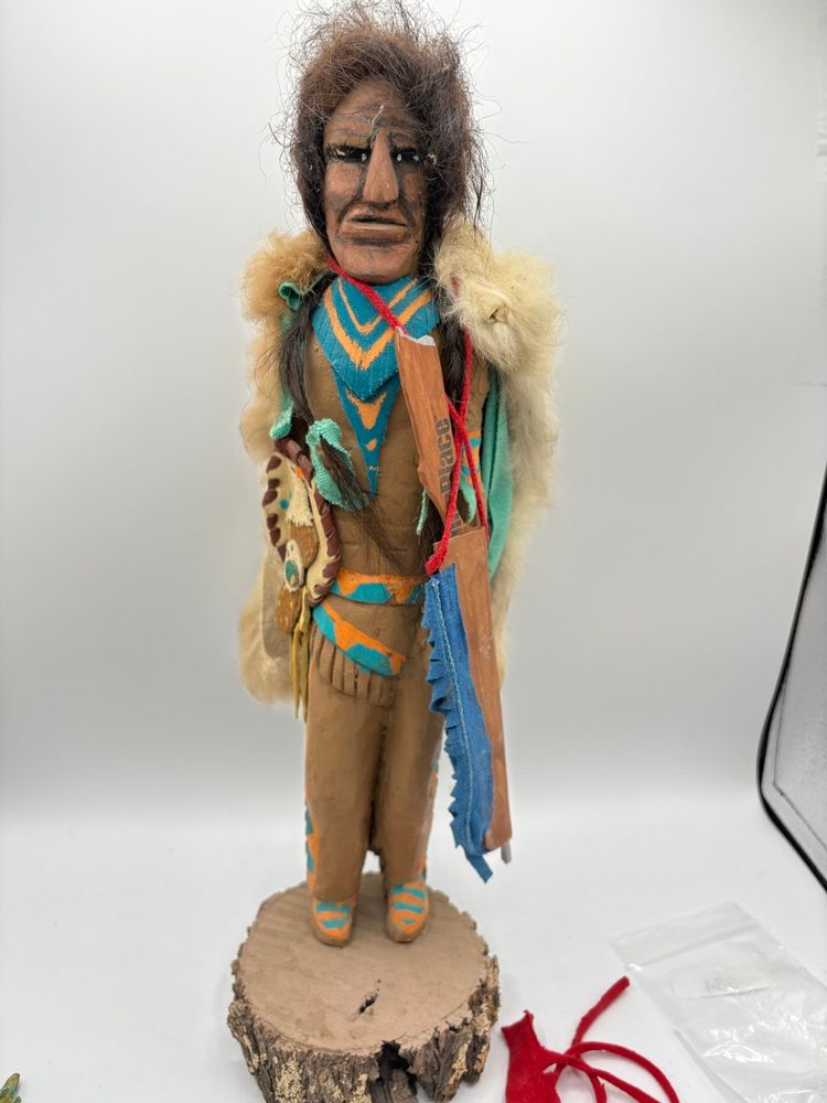 Native American Wood Carving Figure Signed 16”