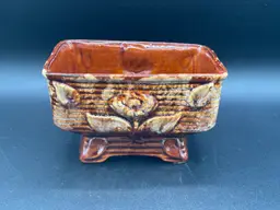 Vintage rectangle brown drip floral