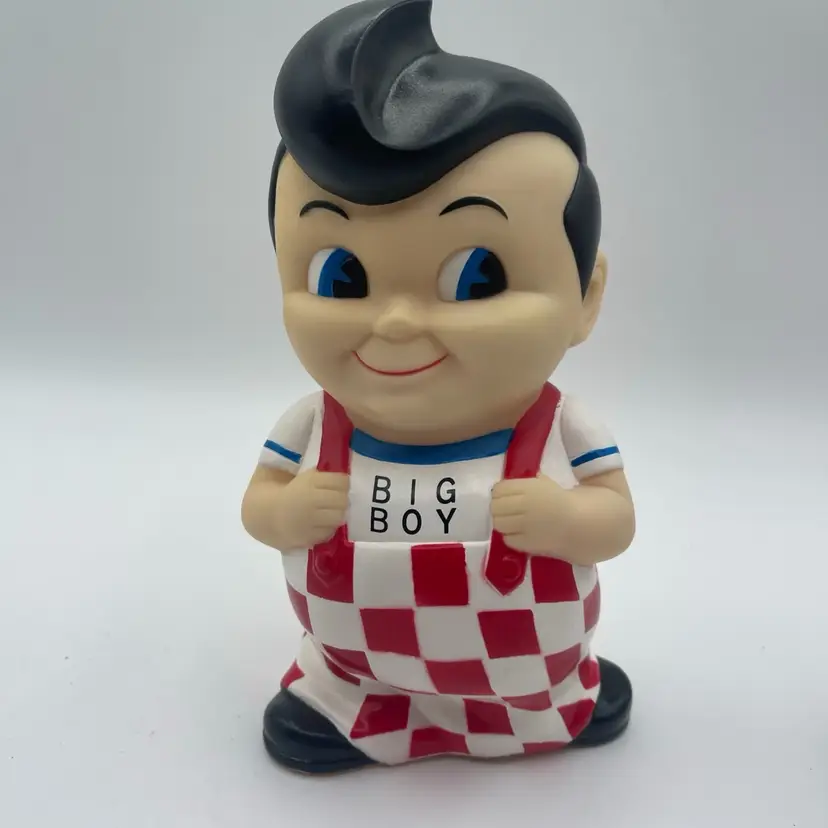 Big Boy Restaurant Plastic Vinyl Figure Bank 8” Vintage 1980's -w/stopper Dent In Back