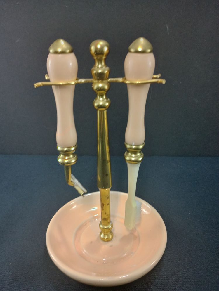 Pink Vintage Ceramic Vanity Ladies Toothbrush and razor holder
