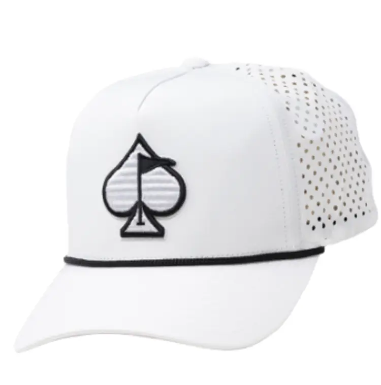 Pins and Aces PERFORATED ROPE HAT - WHITE