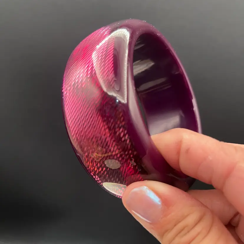 Pono By Joan Goodman Purple Acrylic Iridescent Wide Bangle 8.5”