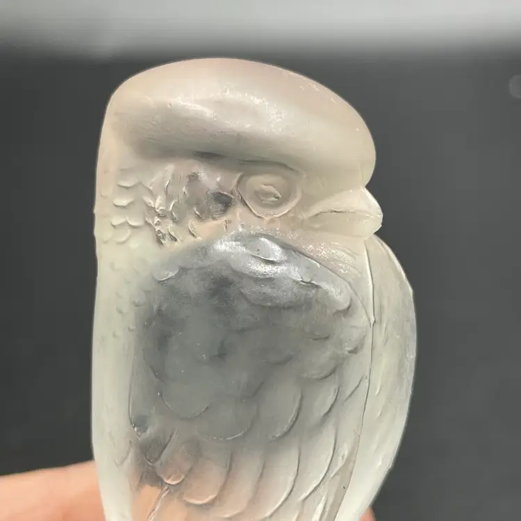 Lalique Chouette Bird of Prey Hawk Miniature Frosted Glass Figure Signed Vintage