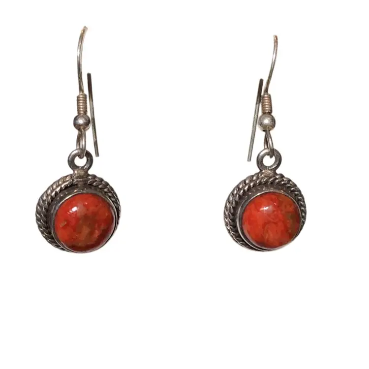Sterling & Red Spiny Oyster Earrings