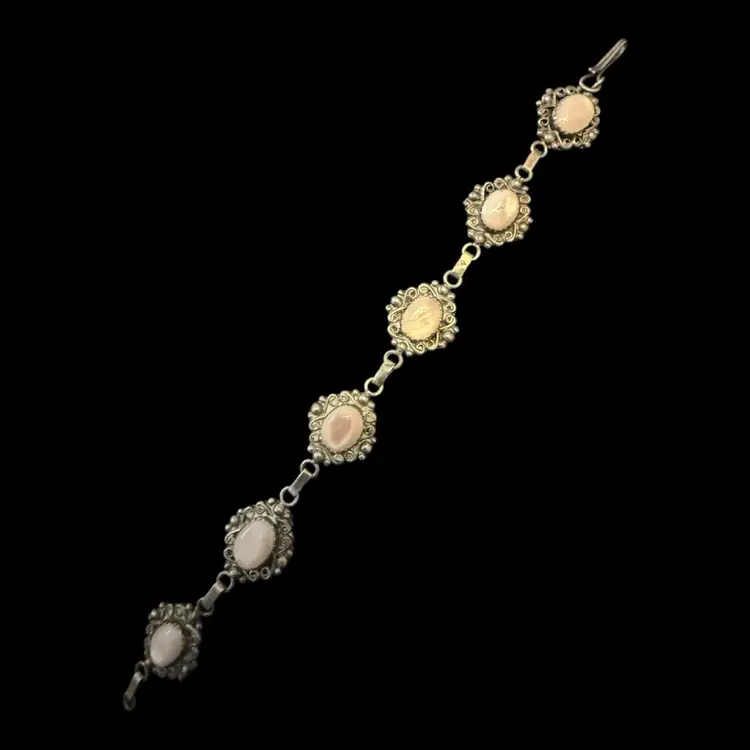 Sterling Silver Mother Of Pearl Bracelet 7”