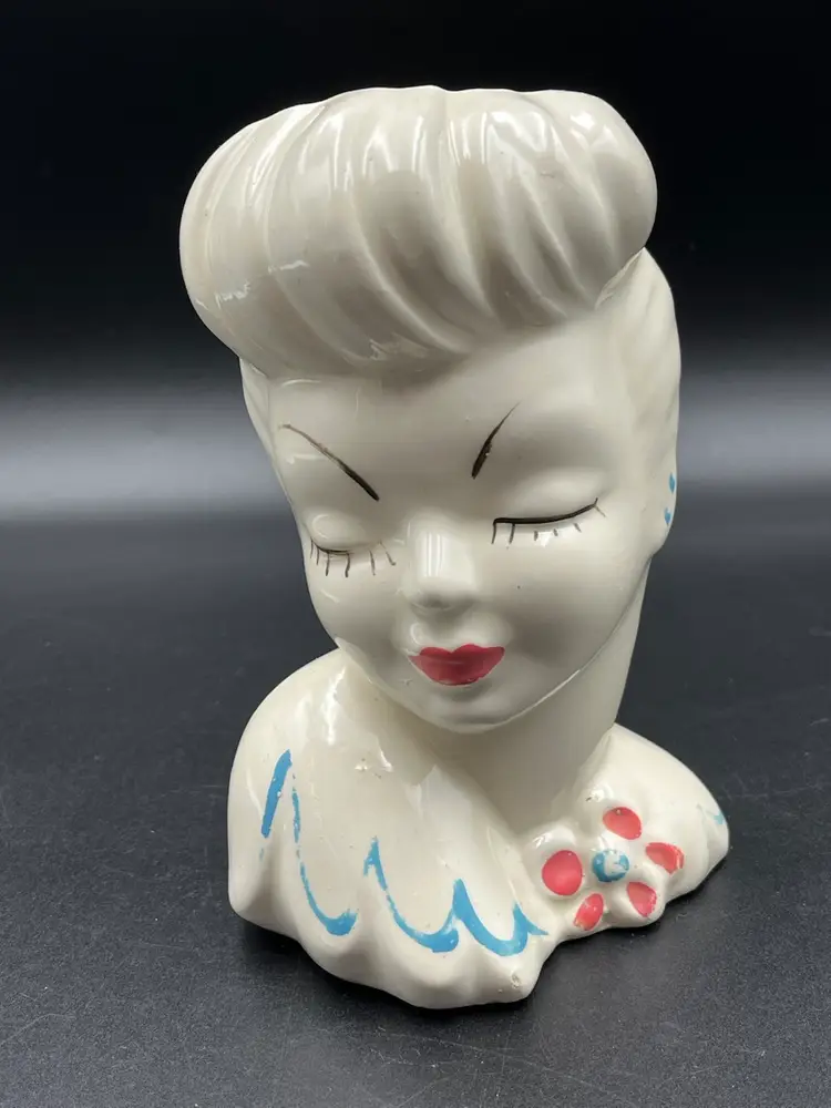 Vtg. Glamour Girl Lady Head Vase