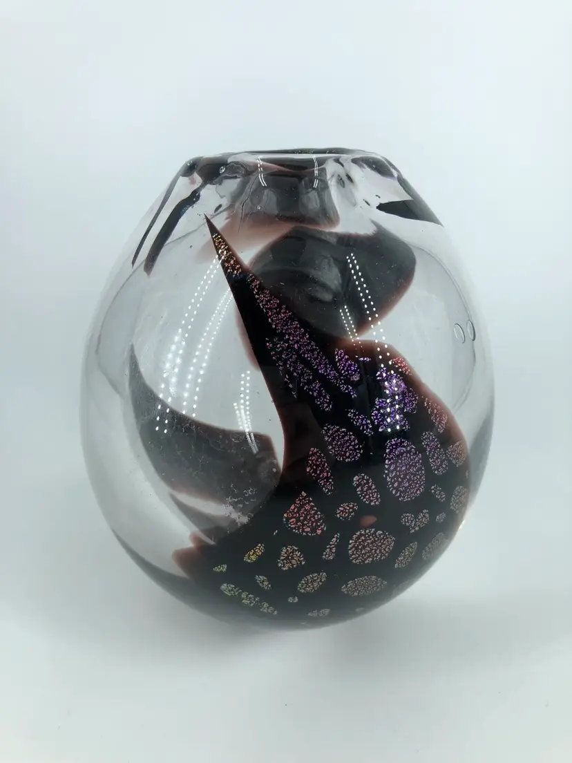 Signed JES Dichroic Art Glass Vase