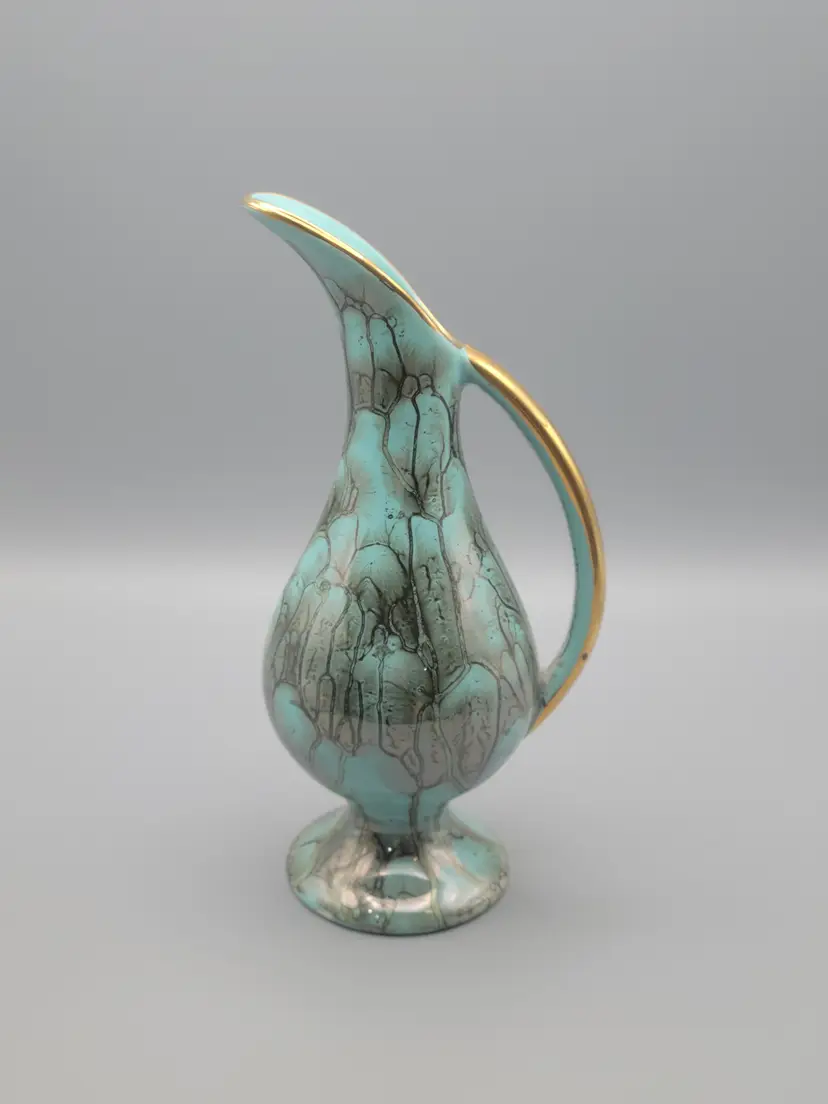 MCM Drip Glaze Footed Pitcher Made in Holland