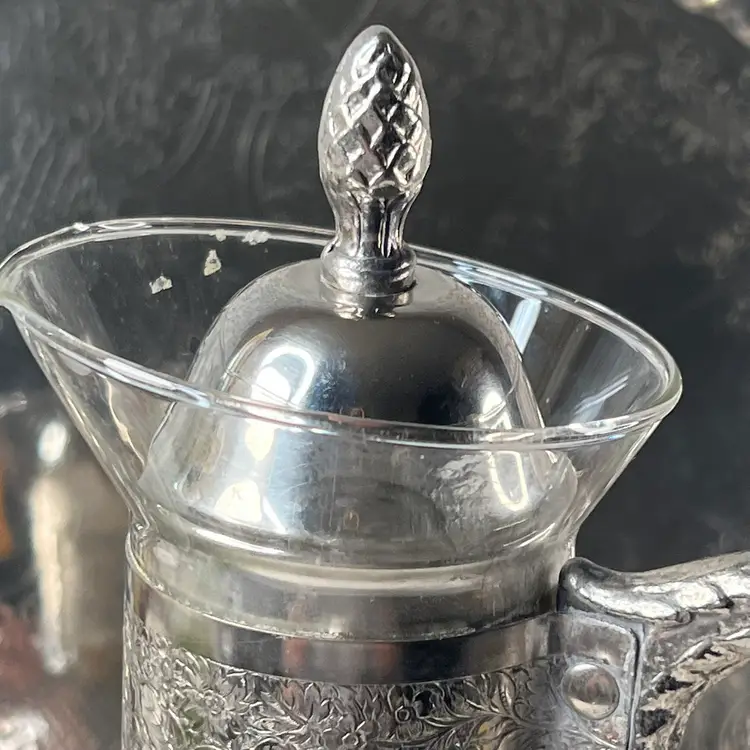 Vintage International Silver Silver Plate Coffee Carafe With Warmer Stand 1972  14.5" X 6.5"