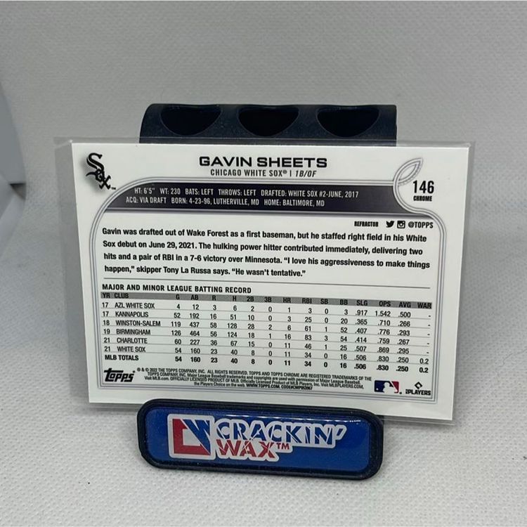 2022 Topps Chrome Refractor Gavin Sheets Rookie Chicago White Sox 
