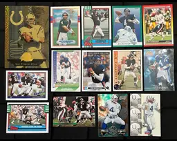 Jim Harbaugh 14 Card Lot: 1989-1996, 1989 Topps RC, /1300, Bears-Colts NM/M